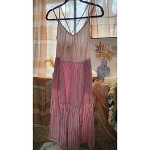 Free Assembly Striped Sleeveless Long Sundress Pink White V-Neck S